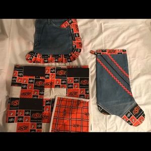 Denim apron and Stocking and baby quilt